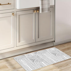 Outdoor Mat Non-Slip Floor Mat Gray Semicircle Kitchen Rug 19.68x23.62in