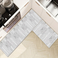 Outdoor Mat Non-Slip Floor Mat Gray Semicircle Kitchen Rug 19.68x23.62in