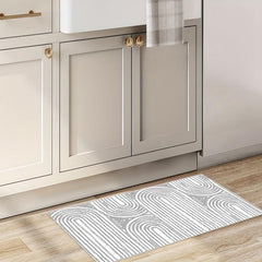 Outdoor Mat Non-Slip Floor Mat Gray Semicircle Kitchen Rug 19.68x23.62in