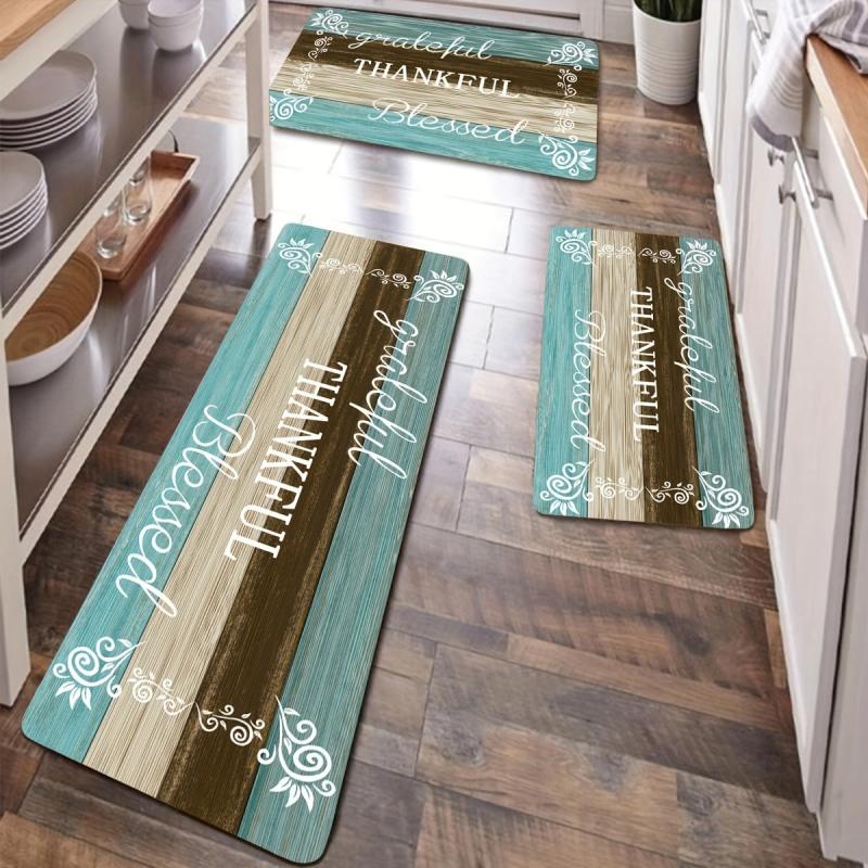 Wood Print Anti Slip Kitchen Mat Machine Washable Runner Rug