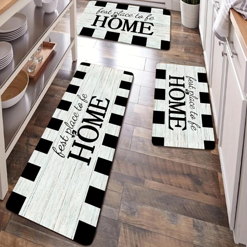 Wood Print Anti Fatigue Kitchen Mat Non-Slip Polyester Carpet