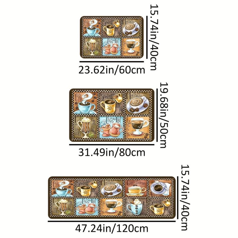 Anti Fatigue Kitchen Mat Coffee Print Absorbent Bath Mat