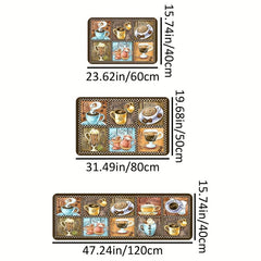 Anti Fatigue Kitchen Mat Coffee Print Absorbent Bath Mat