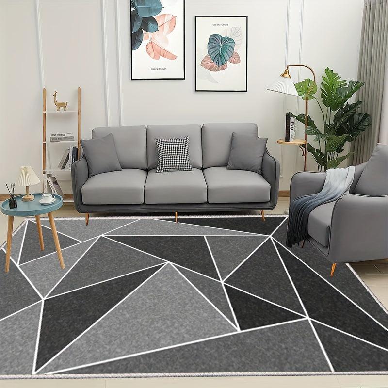 Geometric Area Rug Soft Floor Mat TPR Backing Washable Home Decor