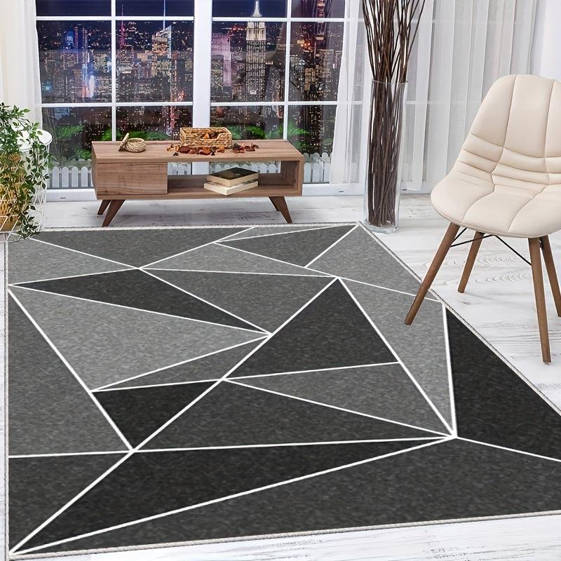 Geometric Area Rug Soft Floor Mat TPR Backing Washable Home Decor