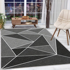 Geometric Area Rug Soft Floor Mat TPR Backing Washable Home Decor