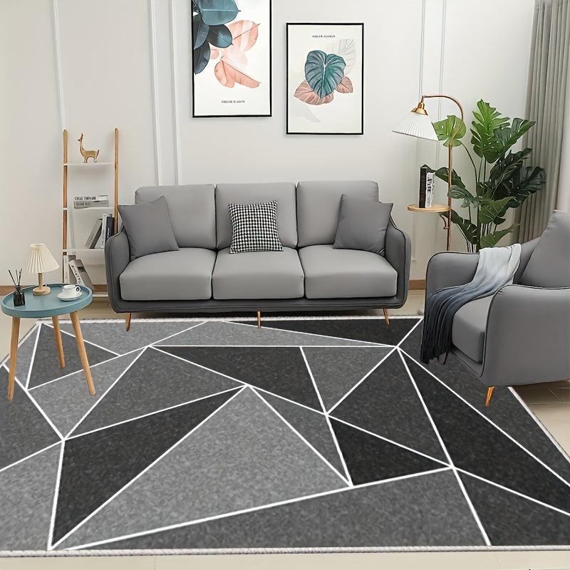 Geometric Area Rug Soft Floor Mat TPR Backing Washable Home Decor
