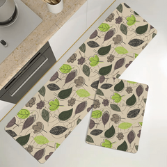Leaf Kitchen Rug Leaves Printing Floor Mat Non-slip Household Kitchen Mat
