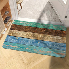 Wood Print Welcome Door Mat Non-slip Machine Washable