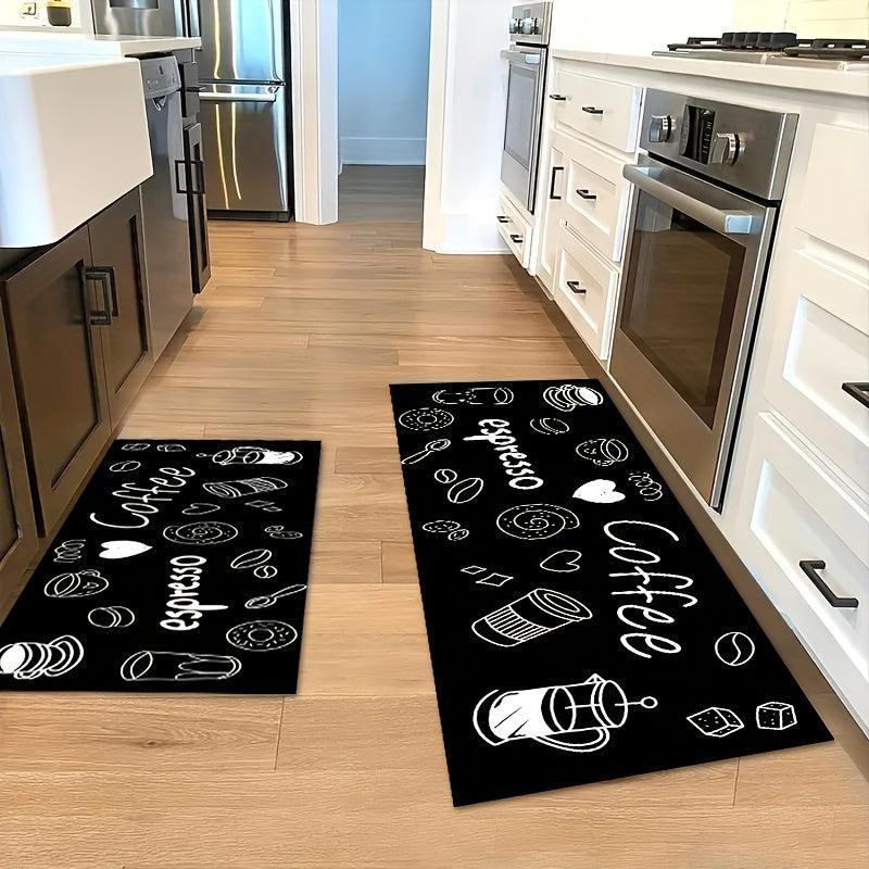 2pcs Anti Fatigue Kitchen Mat Set Absorbent Slip Resistant Machine Washable