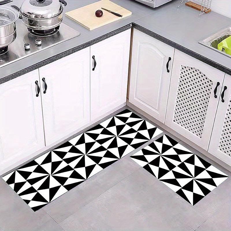 2pcs Anti Fatigue Kitchen Mat Set Absorbent Slip Resistant Machine Washable