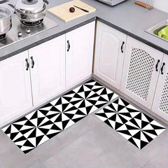 2pcs Anti Fatigue Kitchen Mat Set Absorbent Slip Resistant Machine Washable