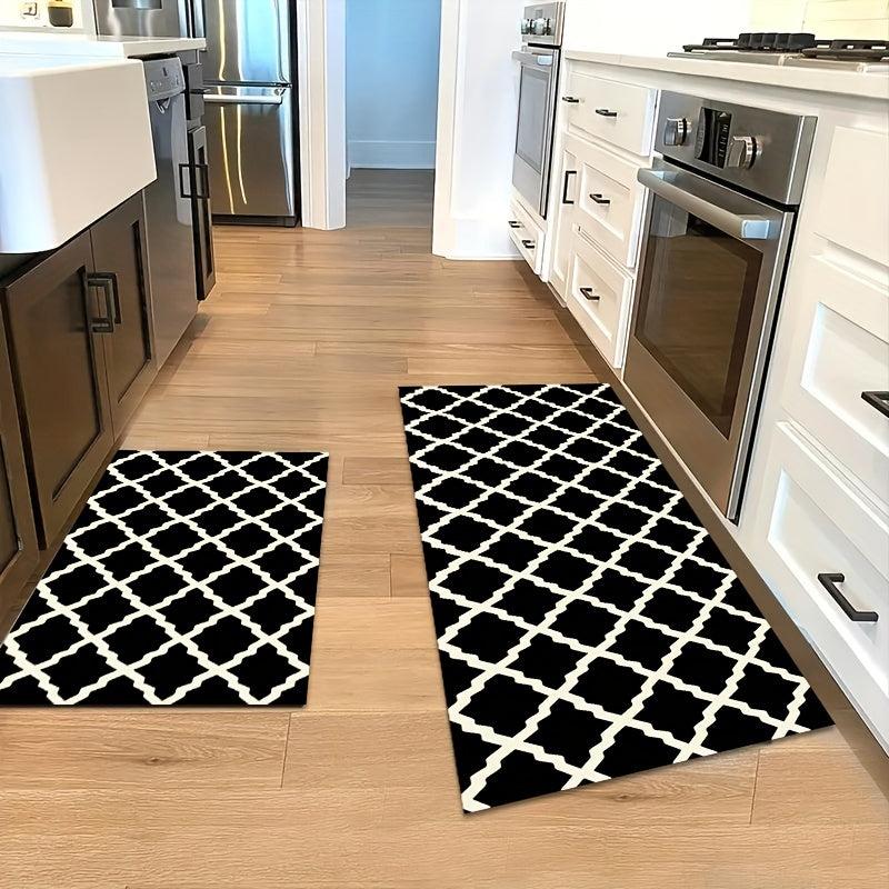 2pcs Anti Fatigue Kitchen Mat Set Absorbent Slip Resistant Machine Washable