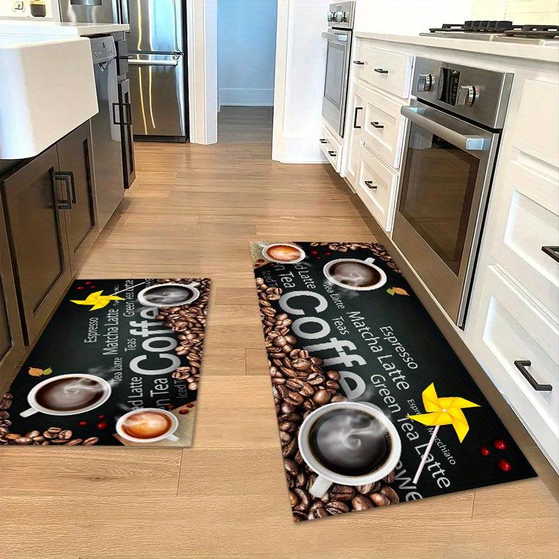 2pcs Anti Fatigue Kitchen Mat Set Absorbent Slip Resistant Machine Washable