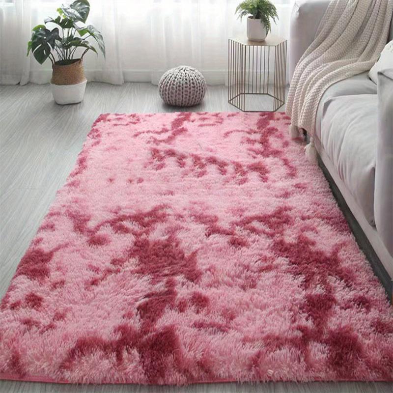 Fluffy Shag Area Rug - Rose Red - Non Slip Washable Carpet