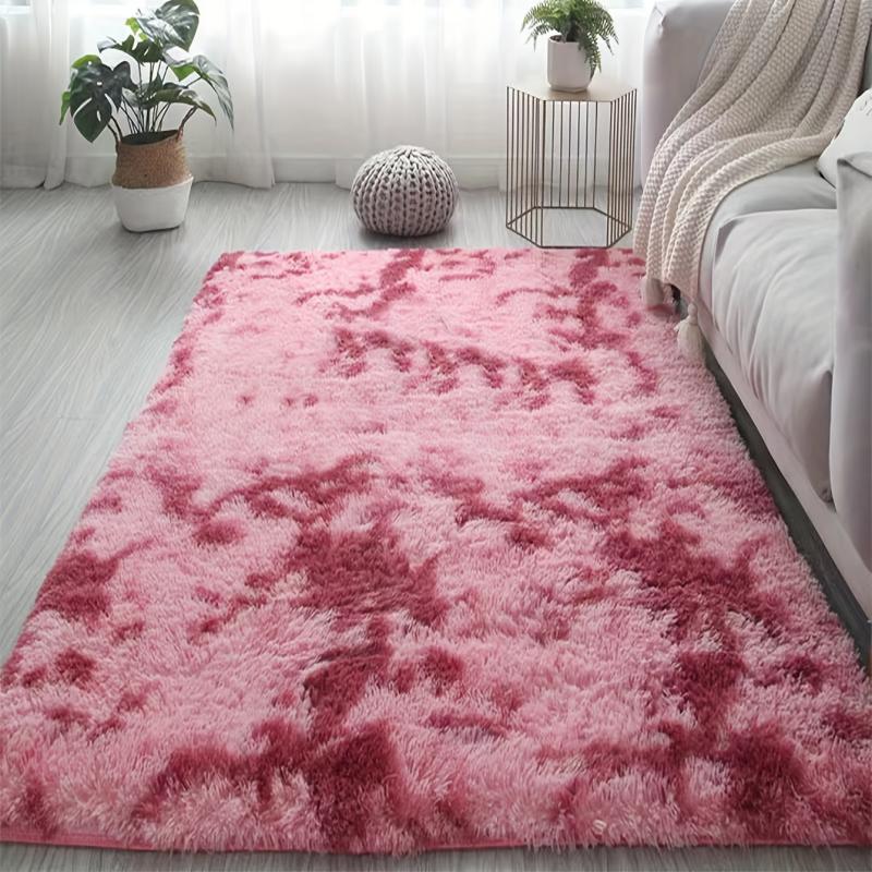 Fluffy Shag Area Rug - Rose Red - Non Slip Washable Carpet