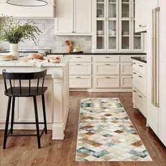 Non Slip Geometric Runner Rug for Laundry Room Hallway Kitchen, Machine Washable