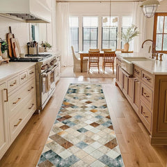 Non Slip Geometric Runner Rug for Laundry Room Hallway Kitchen, Machine Washable