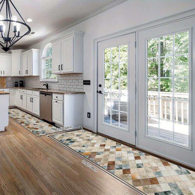 Non Slip Geometric Runner Rug for Laundry Room Hallway Kitchen, Machine Washable