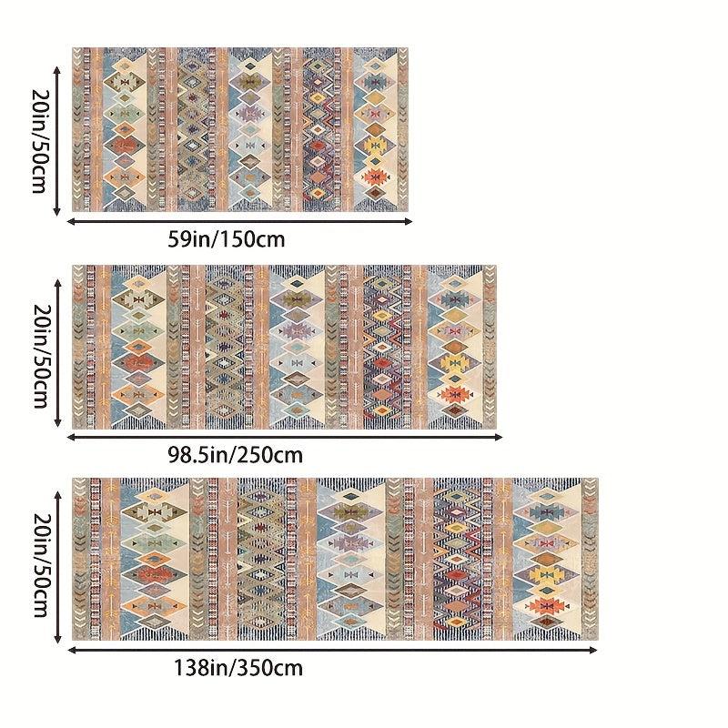 Distressed Geometric Moroccan Runner Rug Soft Carpet
