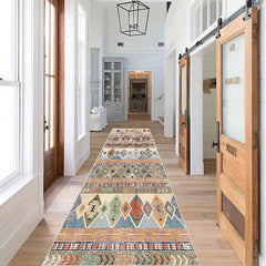 Distressed Geometric Moroccan Runner Rug Soft Carpet