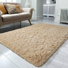 Light Brown Plush Rug Soft Area Rug For Bedroom