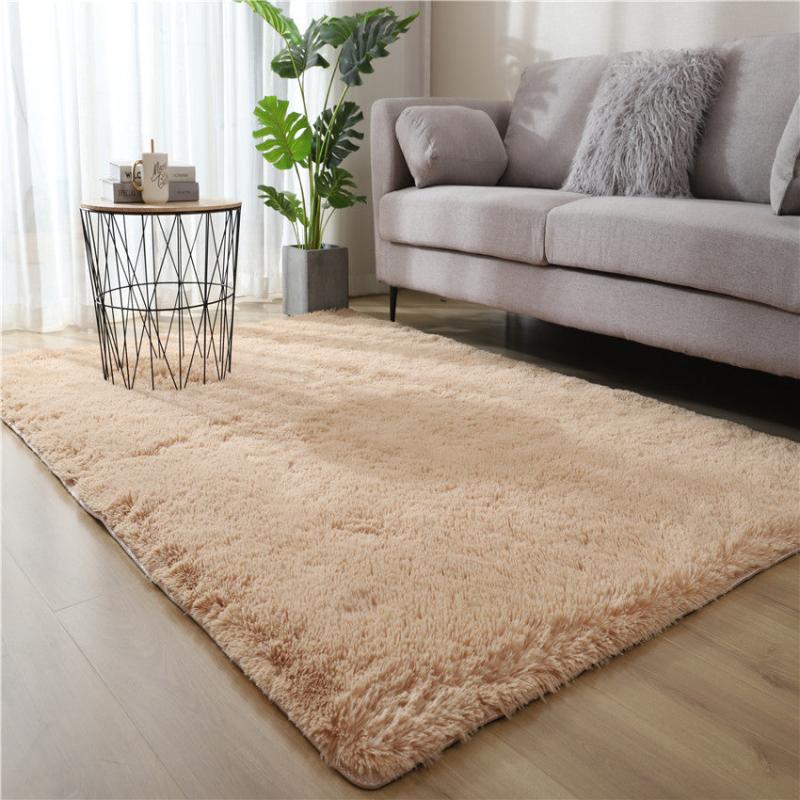 Light Brown Plush Rug Soft Area Rug For Bedroom