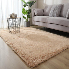 Light Brown Plush Rug Soft Area Rug For Bedroom