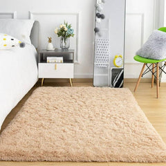 Light Brown Plush Rug Soft Area Rug For Bedroom