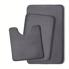 3pcs Extra Thick Memory Foam Bath Mat Set Rapid Water Absorbent Washable Rugs