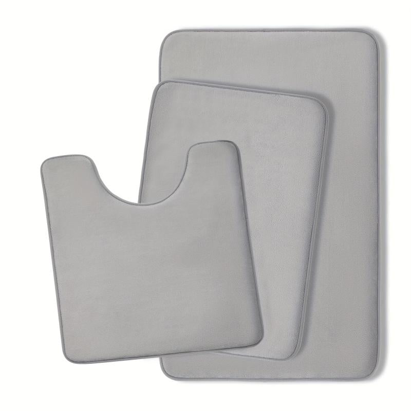 3pcs Extra Thick Memory Foam Bath Mat Set Rapid Water Absorbent Washable Rugs
