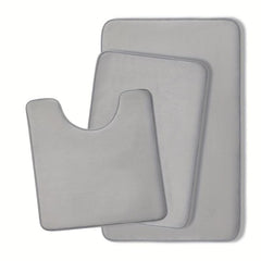 3pcs Extra Thick Memory Foam Bath Mat Set Rapid Water Absorbent Washable Rugs