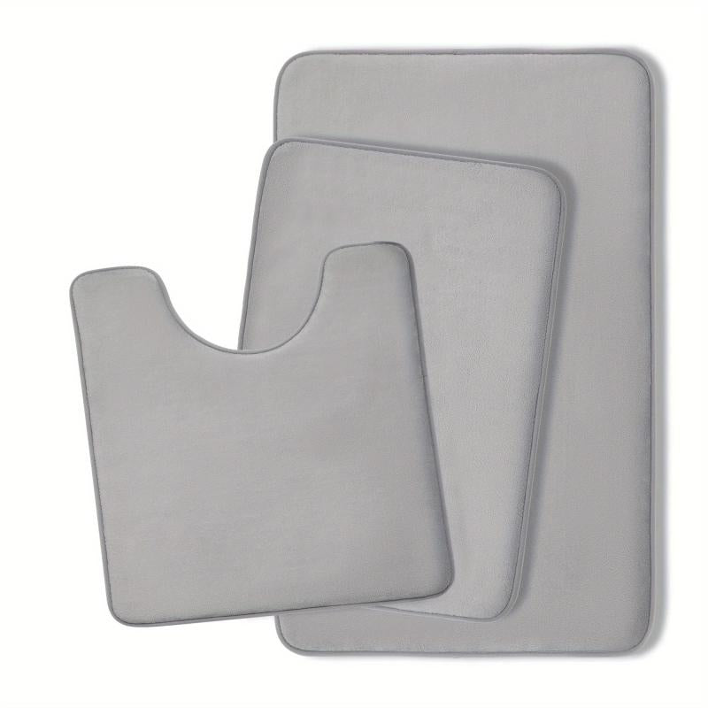 3pcs Extra Thick Memory Foam Bath Mat Set Rapid Water Absorbent Washable Rugs