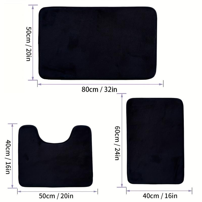 3pcs Extra Thick Memory Foam Bath Mat Set Rapid Water Absorbent Washable Rugs