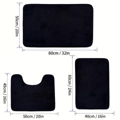3pcs Extra Thick Memory Foam Bath Mat Set Rapid Water Absorbent Washable Rugs