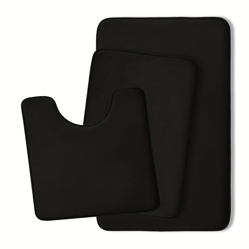 3pcs Extra Thick Memory Foam Bath Mat Set Rapid Water Absorbent Washable Rugs