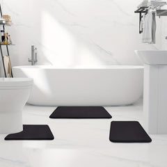 3pcs Extra Thick Memory Foam Bath Mat Set Rapid Water Absorbent Washable Rugs