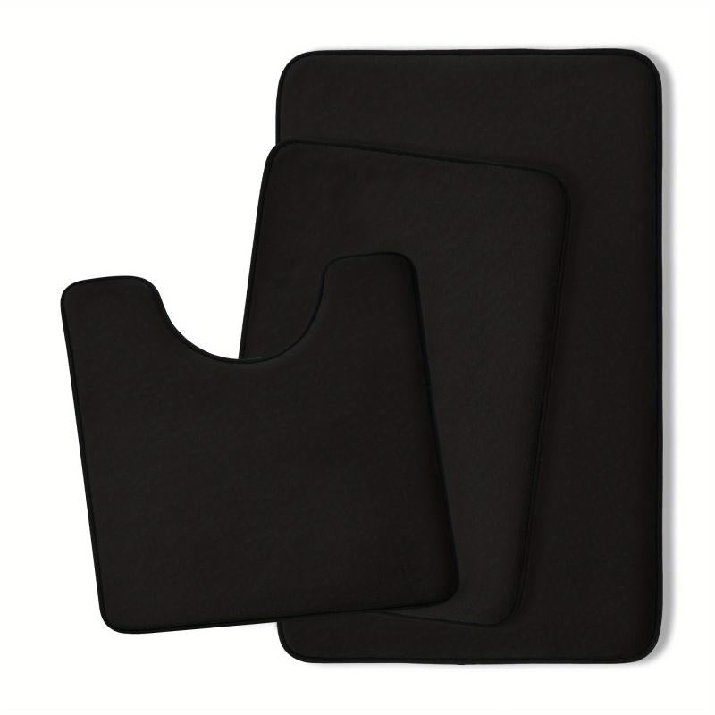 3pcs Extra Thick Memory Foam Bath Mat Set Rapid Water Absorbent Washable Rugs