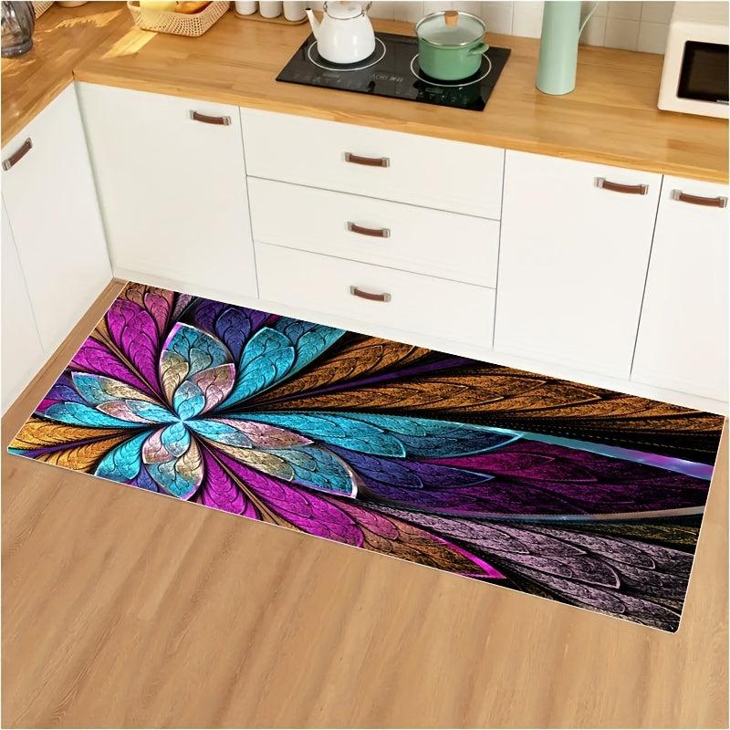 Feather Pattern Floor Mat Non Slip Water Absorbent Kitchen Pads