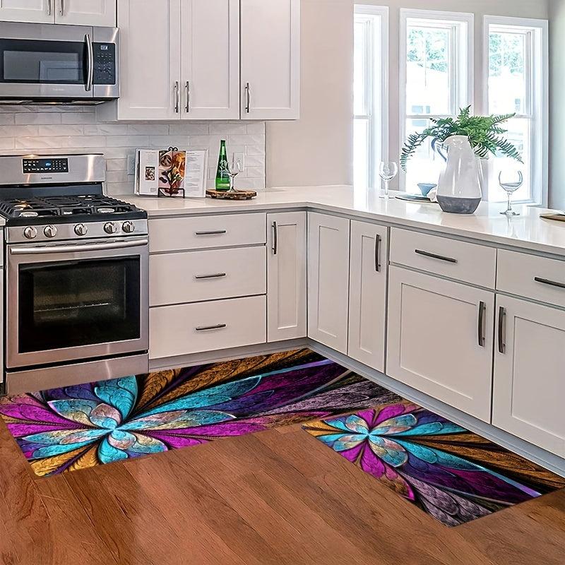 Feather Pattern Floor Mat Non Slip Water Absorbent Kitchen Pads