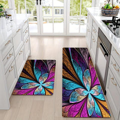 Feather Pattern Floor Mat Non Slip Water Absorbent Kitchen Pads