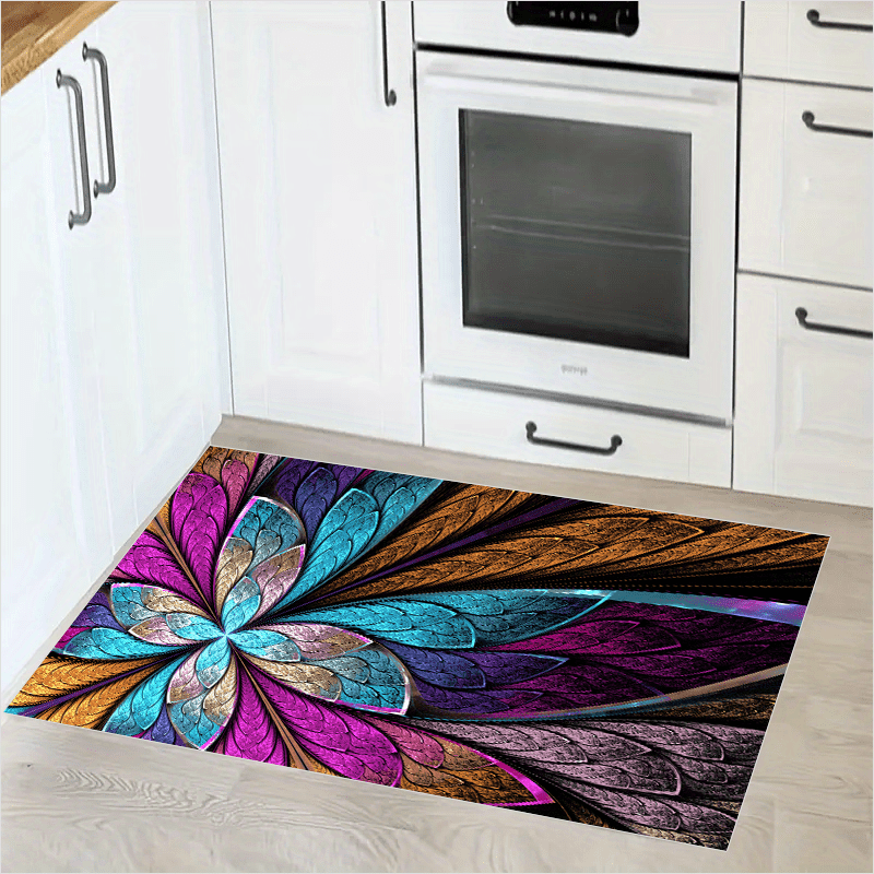 Feather Pattern Floor Mat Non Slip Water Absorbent Kitchen Pads