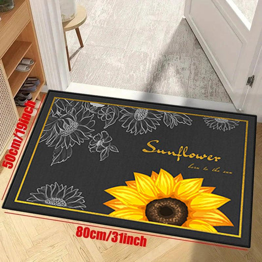 Colorful Sunflower Floor Mat Non Slip Indoor Carpet for Home Bathroom Decor