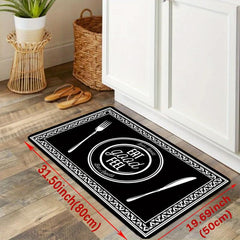 Cutlery & Letter Graphic Kitchen Rug Set