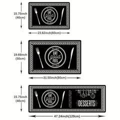 Cutlery & Letter Graphic Kitchen Rug Set