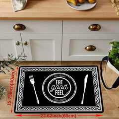 Cutlery & Letter Graphic Kitchen Rug Set