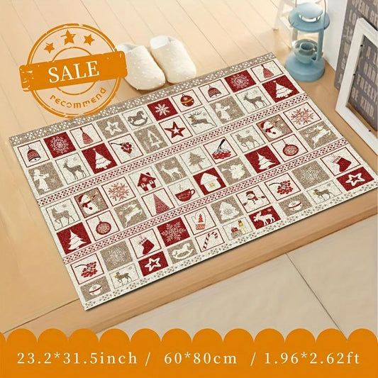 Christmas Tree Elk Kitchen Rug Soft Faux Sheepskin Floor Mat