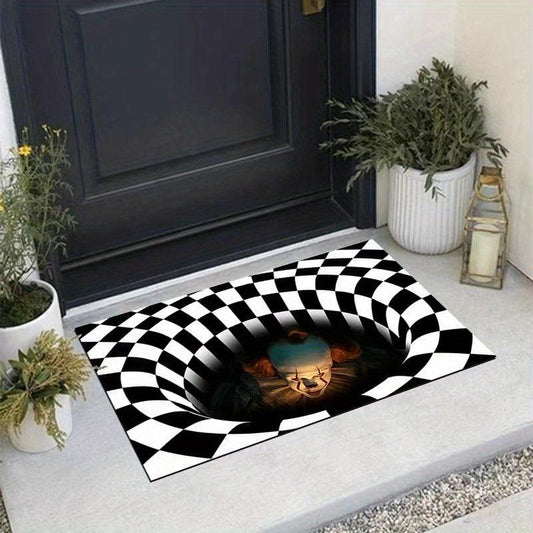 3D Clown Welcome Doormat Geometric Low Pile Indoor Outdoor Entrance Mat