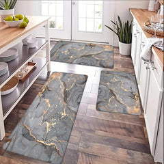 Grey Marble Kitchen Floor Mat Non-Slip Indoor Doormat