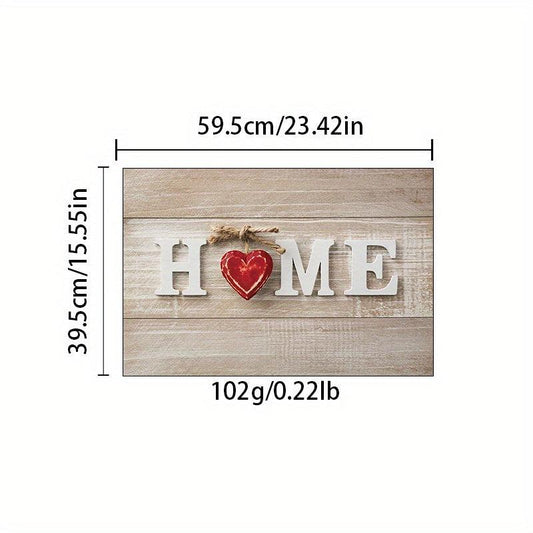 Red Heart Non Slip Floor Mat Stylish Durable Indoor Rug for Home Decoration